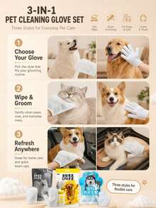 Disposable Hands-Free Pet Cleaning Gloves, Suitable For Daily Hygiene, Pet Dog Wet Wipes, Cat And Dog Care Best-Selling Product - Cleaning Wipes - View 3