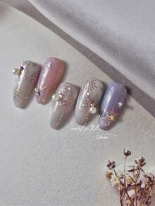 1片全息極光雪花美甲貼紙，幻彩星星雪花自黏式美甲貼花，冬季聖誕DIY美甲裝飾，適用於美甲沙龍 - 彩色 - 查看 4