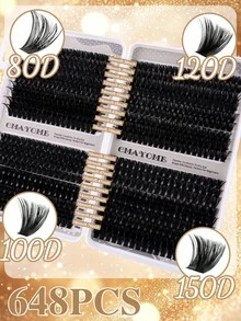 CMAYOME Large Capacity Eyelash Set, 666pcs D Curl Cluster Lashes, 8–16mm, Soft Fluffy Single Cluster Design, Create Natural Voluminous Eyelash Look, Suitable For DIY Eyelash Extensions, Multi-Functional All-In-One Eyelash Set, Customizable Eye Makeup, Cat Eye Lashes, Anime Lashes - Multicolor - View 4