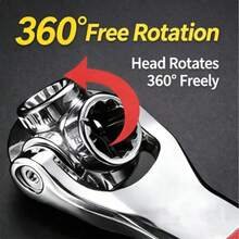 52-In-1 Universal Socket Wrench, Multi-Function Box End Wrench, 360° Rotating Head, Adjustable Multi-Purpose Manual Repair Tool, Suitable For Automotive, Bicycle, Household And Mechanical Maintenance - A - View 3