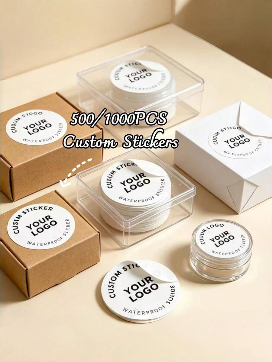 500/1000張客製化貼紙,可印製Logo、文字或圖片的個性化標籤,感謝標籤,適用於商業、禮品與特殊場合,適合居家、辦公室、廚房等,DIY客製化生日禮物、週年禮物、婚禮禮物、派對禮物首選 - 彩色 - 查看 1