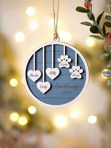 Personalized Family Christmas Decor | Customized Name Christmas Tree Ornament | 1-5 Names Wooden Holiday Keepsake | Family Christmas Gift - Multicolor - View 5