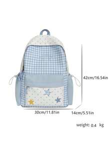 Sweet & Cute Style Backpack, Bowknot Plaid Design, Lightweight Large Capacity Multi-Pocket Student School Bag, College Commuter Bag, Daily Travel Short Trip Shopping Outdoor Leisure Backpack, Suitable For School Back To School Office Commute Holiday Gift - A - View 5