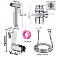 5-Piece Bathroom Toilet Sprayer Set, 1-Inlet 2-Outlet Angle Valve + Pressurized Cleaning Gun, Multi-Function Bathroom Cleaning Sprayer Kit - Multicolor - View 3