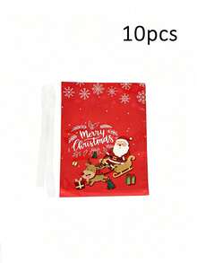 10pcs Christmas Drawstring Gift Bags, Drawstring Closure Design, Convenient For Storing Candies And Small Gifts. Suitable For Christmas Eve Gift Packaging, Can Be Used For Christmas Parties And Home Holiday Decor, Both As Gift Packaging Bags And Christmas Atmosphere Decoration. - Multicolor - View 11