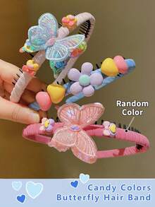 3pcs Butterfly Headbands, Unbreakable Hair Clips For Girls, Non-Slip Headbands, Girls Hair Accessories, Girls Gifts, Children Hair Accessories - Multicolor - View 2