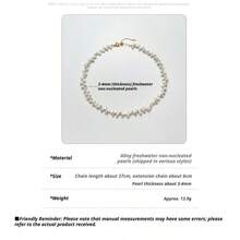 Freshwater Pearl Woven Necklace 3-4mm Nucleus-Free High Luster Slight Flaw Elegant Women's Daily Date Neck Chain - White - View 4