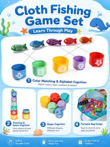 Set Mainan Memancing Anak, Cangkir Susun Pencocokan Angka dari Kain Tanpa Magnet, Alas Permainan Lipat dan Dapat Disimpan, Mainan Ikan Lengket Interaktif untuk Edukasi Dini, Hadiah Pencerahan untuk Merangkak bagi Anak Laki-laki dan Perempuan, Thanksgiving, Natal, Ulang Tahun Bayi, Ulang Bulan Pertama, Set Hadiah Kejutan Ulang Tahun Pertama (Warna Aksesori Acak) - MultiWarna - View 10