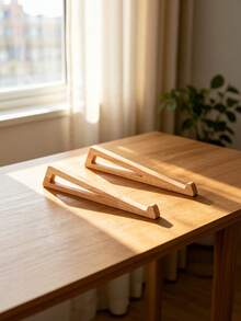 2pcs Ergonomic Bamboo Laptop Stand - Adjustable Height Portable Desktop Support, Wide Base Stable Support, Suitable For Laptops, Bamboo Material Office Desk Riser, Suitable For Office, Bedside And Travel, Vintage Style Office Accessory - A - View 4