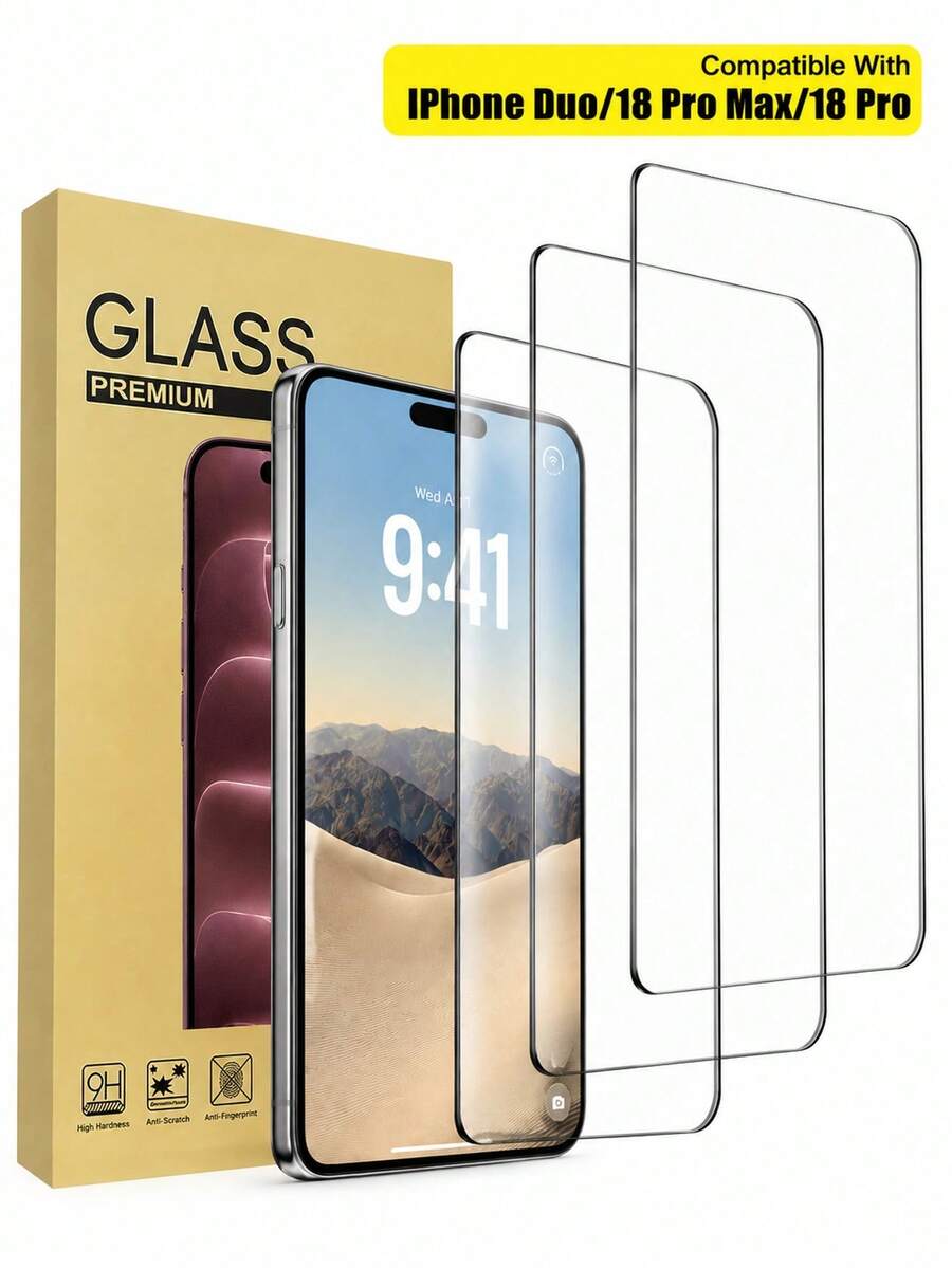 3PCS High Definition Tempered Glass Screen Protector Compatible With Iphone Duo, High Hardness, Transparent, Anti-Scratch, Anti-Fall, Waterproof, Compatible With IPhone Duo/18 Pro Max/18 Pro/18/17e/17 Pro Max/17 Pro/17 Air/17/16 Pro Max/16 Pro/16 Plus/16/15 Pro Max/15/14/13/12 And Other Models. - Clear - View 1