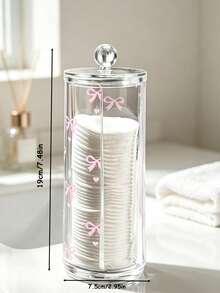 The Bow-Adorned Cotton Pad Storage Box Is Perfect For Organizing Beauty Supplies Or Displaying Items On Your Desk. With Its Transparent Design, It Makes An Excellent Gift For Women For Christmas, Halloween, Or Thanksgiving. - Multicolor - View 11