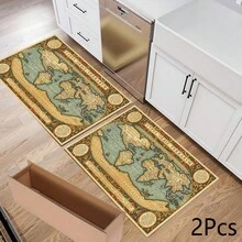 地圖印花排水墊/吸水墊/乾燥墊，適用於咖啡機與餐具，吸水聚酯纖維桌面保護墊，附橡膠防滑底背，廚房檯面裝飾，居家吧檯與餐桌餐墊 - 彩色 - 查看 8