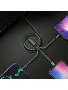 Kabel Pengisian Cepat USB ke Type-C Micro 3-in-1 100W 5A Kompatibel dengan iPhone 14 13, Kabel Pengisian Cepat 3-in-1 100W Pengisian Super Cepat Cerdas Mendukung Pengisian Multi-Port Kabel Pengisian USB Visualisasi Kompatibel dengan Apple, Kabel Pengisian Cepat Mobil. Kompatibel dengan iPhone, Android, Kamera, Adaptor Universal MP3 - MultiWarna - View 3