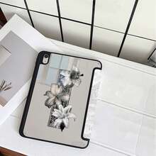 復古灰色百合花平板保護殼，附筆槽，相容 iPad Pro/Air/9.7/Air 2/(7th Gen)/(8th Gen)/Air 4/5/Pro 11/10th Generation/Air 13/Air 11/11(A16 2025)，相容 Galaxy S9/S7/S10+，相容 Galaxy Tab S6 Lite 10.4 吋，相容 MatePad - 彩色 - 查看 8