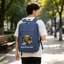 A Cool Print Backpack, "You're So Cool" Text Print, Multi-Color Options, Campus Backpack, Office Commute Laptop Bag, Minimalist Backpack For Campus And Travel, Unisex, All Season - Backpack - View 9