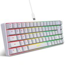 HXSJ New Thin Film Wired Game Keyboard USB-C Key Cable Separation 68 Key RGB Backlight Suitable For Home Games, Office, Black And White The Keyboard Is Wired Only - View 11