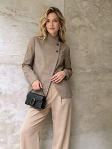 Women's Casual Commute Long Sleeve Single-Breasted Blazer - Khaki - View 5