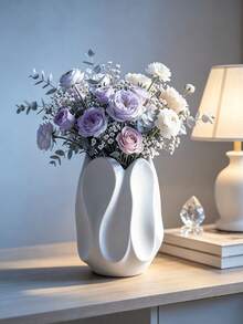 1pc Minimalist Curved Artistic Vase, Universal For Dried And Fresh Cut Flowers, Dining Table & Entryway Decor, Luxury Soft Furnishing, Housewarming Gift, Floral Display Container - Curved - View 3