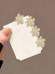 4pcs Women's Elegant Pearl Hair Claw Clips, Exquisite Metal Small Hair Clips, Random Assorted Styles, Daily Decoration Gift - Multicolor - View 2