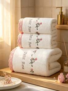 QIBHI Set Handuk Mandi 2/4 Buah, Set Handuk Mandi Bordir Bulu Karang, Sangat Lembut, Ukuran Ekstra Besar, Cepat Kering, Sangat Menyerap, untuk Kamar Mandi Hotel, Kolam Renang, Gym, SPA, Yoga - Dusty Pink - View 3