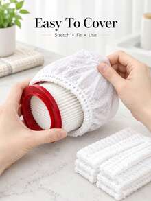 50/100Pcs Disposable Vacuum Filter Protector Covers, Universal Non-Woven Dust Filter Mesh Bags, Elastic Adjustable Filter Covers For Vacuum Cleaner Cartridge, Dust Lock Protection For Home Office Cleaning - Multicolor - View 4