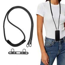 Dual Loop Phone Lanyard, Long Adjustable Crossbody Halter, Universal Smartphone Accessory Pendant, Anti-Loss Anti-Drop Durable Woven Rope, Keychain Strap, Anti-Loss Phone Rope, Stainless Steel Dual Loop Metal Washer - Multicolor - Double Ear Clips - View 9