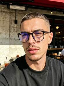 1 Pair Men's & Women's Square Casual Transparent Glasses, Minimalist Design, Comfortable & Portable, Back To School Accessory, For Daily Decoration, Reading, Gaming, Computer, Back To School, Non-Prescription, Decorative Only - Black - View 3