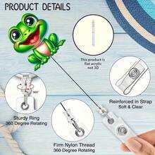 2D Flat Design!! 4 Styles Cartoon Frog Retractable Badge Reel - 4 Expressions (Smile, Wink, Whistle, Wave), Durable Plastic Material, Suitable For Nurse/Office/Student ID, Cute Desk Accessory, Essential For Work And Study, Fun Design, Smooth Retraction, Specifically Designed For Corporate Employees, 2D Flat Style - 4pcs - View 3
