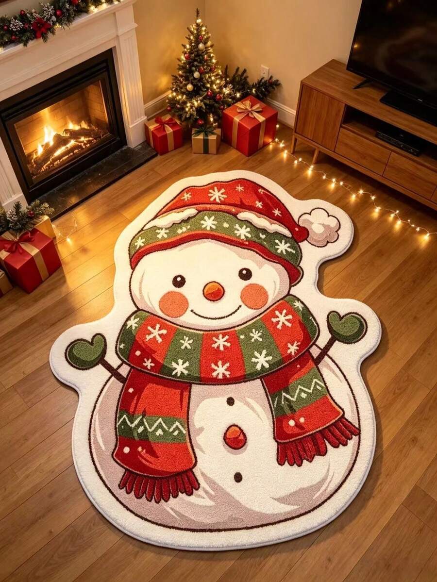 1pc Snowman Shaped Asymmetrical Rug, Decorative Rug, Bedroom Decor, Small Rug, Rug, Home Decor, Living Room Rug, Living Room Small Rug, Bedroom Rug, Living Room Home Decor - Multicolor - View 1