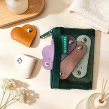 1pc Mixed Color Heart-Shaped Data Cable Storage Box, Earphone Cable Winder Storage Box, PU Leather Cable Organizer, Unisex Gift, Anti-Loss Cable Winder, Bohemian Style, Recommended 1-2 Cables Per Box - Multicolor - View 10