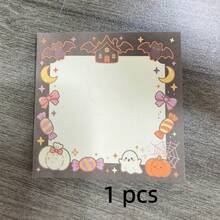 1 Pc Halloween Cartoon Memo Pad, Cute Ghost And Pumpkin Lantern Notepad, 50 Pages Halloween Spooky Atmosphere Notebook With Bats, Cute Ghosts And Pumpkin Lantern Sticky Notes, Suitable For Writing, Journaling And Office Work, Learning And Memory Aid, Perfect For Halloween - Multicolor - View 7