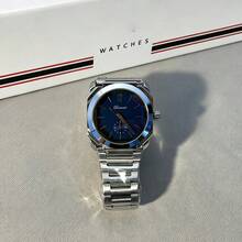 1pc Men's Millennium Square High-End Wormhole Waterproof Stainless Steel Strap Sports Wristwatch - Silver - View 12