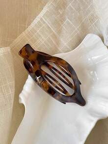 3pcs Premium Hollow Oval Willow Leaf Hair Clips, Casual Acrylic Minimalist Alligator Hair Clips - Multicolor - View 5