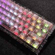 Pink Carbon Fiber Keycaps, Side-Printed Translucent, 132 Keys, Cherry Height - View 8