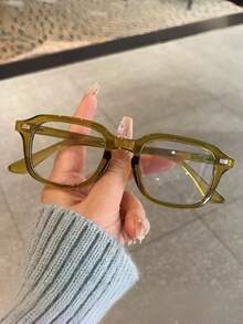 Fashionable Men's Vintage Square Frame Glasses, Women's Office Work Glasses, Phone & Computer Glasses - Clear - View 10
