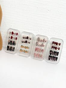 3-Fold Transparent Nail Art Storage Box, Flip-Top Multi-Compartment Portable Nail Art Box, Suitable For Wearable Nail Storage, Display And Various Occasions - Multicolor - View 2