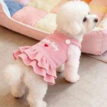 1pc Pet Dog Cat Dress Birthday Party Photo Shoot Suitable For Teddy Bichon Small And Medium Dogs - Pink - View 5