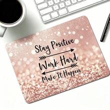 1pc Slogan Graphic Pink Rubber Mouse Pad Non-Slip Rubber Base, Fun Mousepad For Desktop Wireless Computer Mouse, Office Laptop, Cute Desk Decor, Great Gift For Women And Girls - View 3