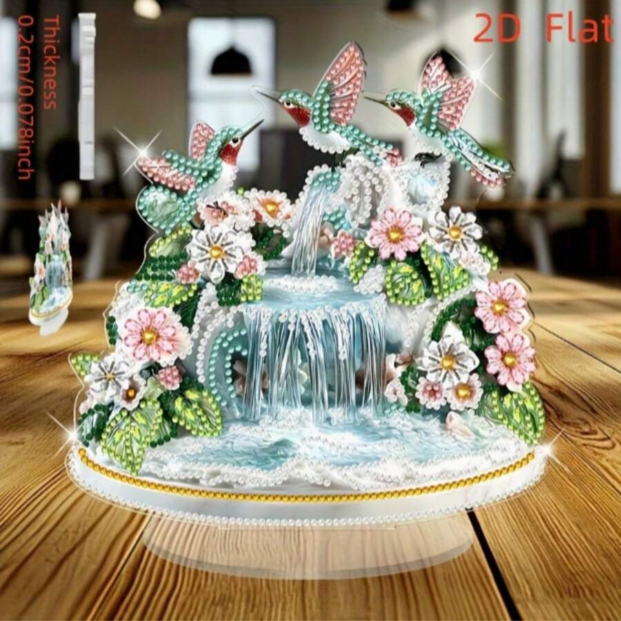 2DFlat - 1pc Bohemian Style Bird & Floral Pattern - Holiday Theme Acrylic Desktop Decor, Suitable For Living Room, Bedroom Desktop Decoration, Perfect Gift For All Seasons - 1PC - View 1