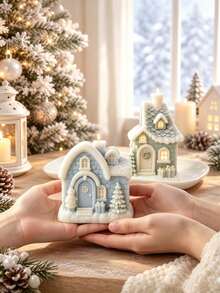 Christmas Snow House Shaped Aromatherapy Candle Silicone Mold, Suitable For Candle Making, 3D Christmas House Design, Handmade Holiday Gift, Reusable, Home Decor - Christmas Cottage - View 6