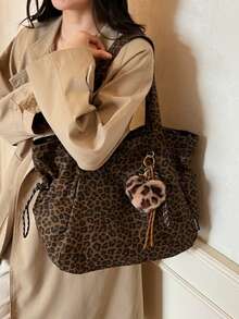 Leopard Zipper Closure Large Capacity Women's Bag, Stylish And Simple Multifunctional Crossbody Bag, Suitable For Women's Daily Use - Brown - View 6