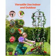 3/4 Pack 86.2x19.7in Metal Garden Trellis for Climbing Plants,Black Metal Garden Trellis for Vines Plant Rose Vegetable Support,Large Decorative Outdoor Trellis - 3 unidades - Ver 6