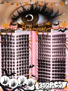 MEM 352 Pieces Of Black Cluster Single-Layer False Eyelashes, Soft DIY Eyelash Extensions, Curled Type (9-16mm), Can Create A Dense Or Full Look, Suitable For Home Use, Daily Wear, Weddings, Dates, Parties, Holidays, Travel, Perfect For Halloween - D - View 16