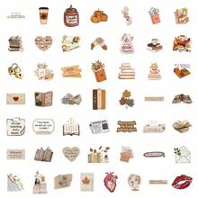 50Pcs Vintage Fall Aesthetics Scrapbook Stickers Pack Funny Autumn Book Reading Decoration Merch Fall Gifts Vinyl Waterproof Stickers For Water Bottle,Computer,Laptop,Phone,Luggage,Notebook,Fridge - Multicolor - View 3