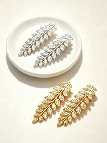 2pcs/4pcs Metal Leaf Hair Clips, Leaf-Shaped Hair Clips, Bangs Fixing Clips, Super Fairy Forest Style Hair Accessories, Multi-Function Leaf Hair Clips, Duck-Billed Hair Clips, Word Theme Hair Clip Set - Multicolor - View 5