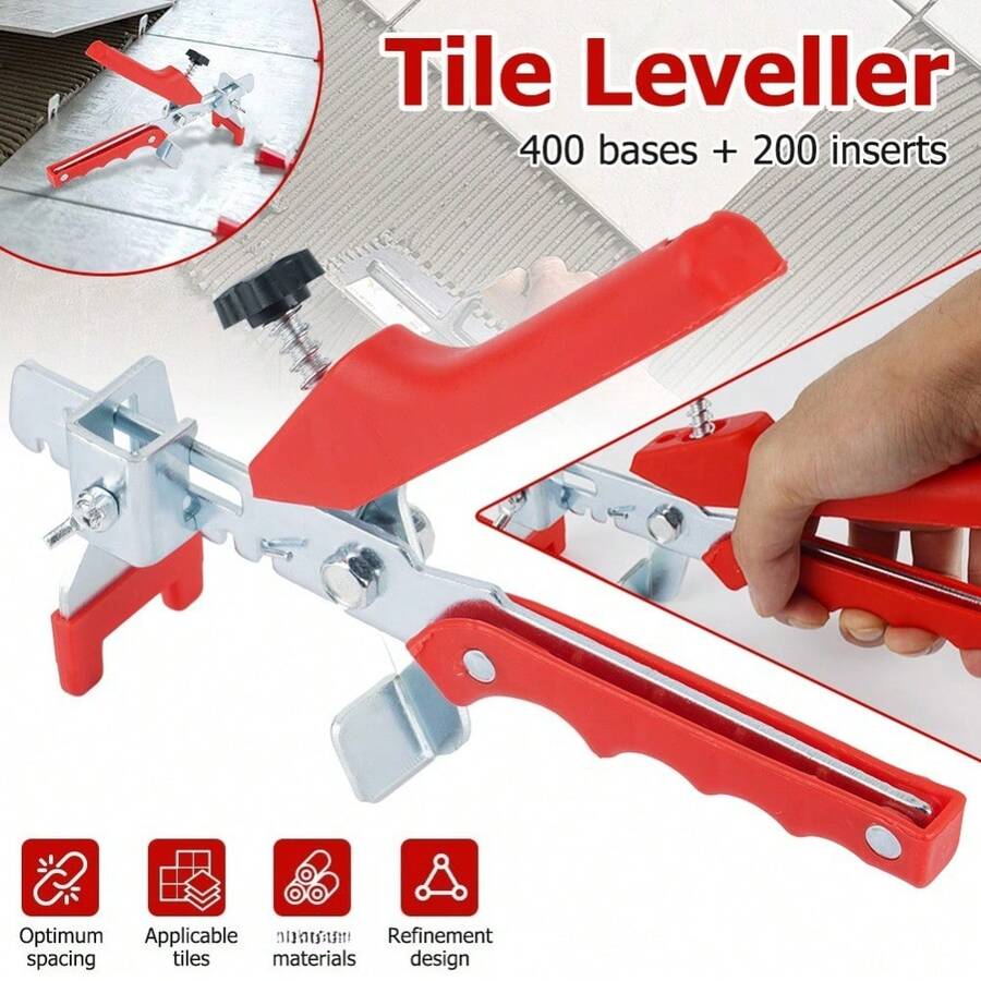 Tile Leveling System Kit Anti-Lippage 400 Clips 200 Wedges With Pliers Tile Installation Set For 3-16mm Wall Floor Ceramic Tiles - A - View 1