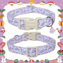 1PC Santa Claus Cartoon Print Dog Collar, Soft Adjustable Dog Collar With Quick Release Buckle, Adjustable Strap, Zinc Alloy D-Ring, Festive Christmas Pet Collar For Small Medium Large Dogs And Cats, Holiday Gift For Boys And Girls - Pink - View 5