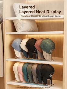 1/2pcs Space-Saving Acrylic Transparent Baseball Cap Display Storage Rack, Baseball Cap, Sun Hat, Wide Brim Hat Display Storage Rack, Dormitory Baseball Cap Display, Baseball Cap Stand, Transparent Storage Shelf, Room Decor, Travel Essential. - Multicolor - View 8