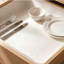 Woven White Texture, Roll EVA Drawer Liner, Odorless , Waterproof Anti-Slip, Scratch & Dust Protection, Easy To Cut, Minimalist Style Shelf Mat, For Kitchen Cabinet, Fridge Cover, Wardrobe, Ideal For Renters & Home Storage Lovers - View 3