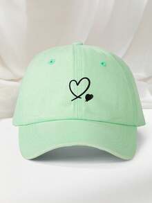 1pc Embroidered Double Heart Washed Baseball Cap, With Two Heart Patterns, Outdoor Sun Hat, Baseball Cap, Unisex Style, Essential Item For Outings. - Baseball Cap - View 7